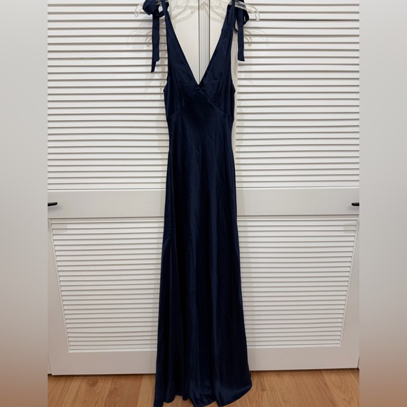 Reformation Pernille Silk Dress Navy Brand New - Picture 4 of 5